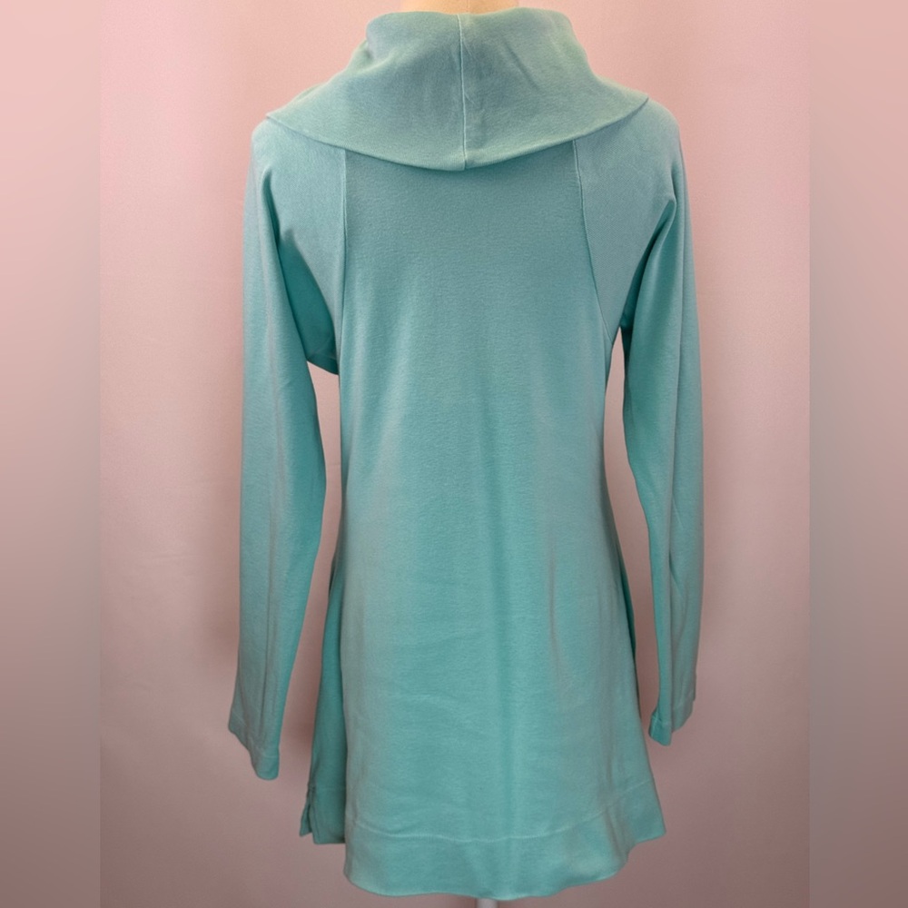 Soft Surroundings Women's Aqua Blue 1/2 Zip Cowl Neck Pullover Top Size S - Picture 6 of 7